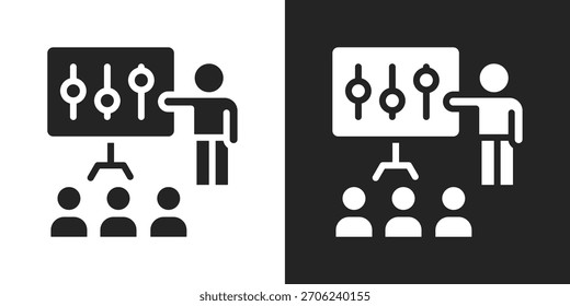 Icono De Entrenamiento De Clase En Estilo Glifo Blanco Y Negro