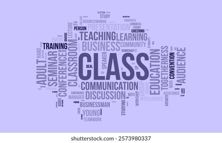 Class word cloud template. Class concept vector tagcloud background.