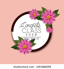 class of the year circular and floral frame