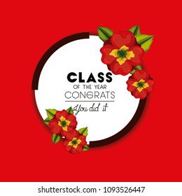 class of the year circular and floral frame