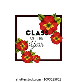 class of the year square and floral frame