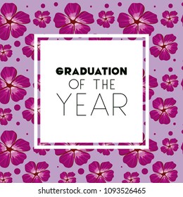 class of the year square frame and floral pattern background