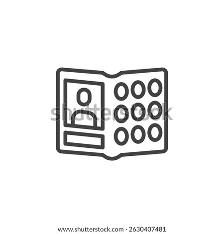 Class yearbook line icon. linear style sign for mobile concept and web design. Hardcover yearbook outline vector icon. School album symbol, logo illustration. Vector graphics