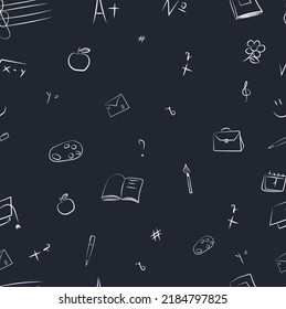 Classboard pattern with simple school drawings 