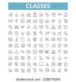 Classes icons, line symbols, web signs, vector set, isolated illustration
