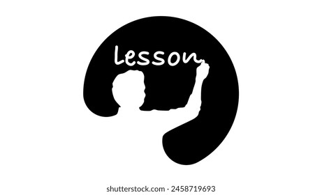 classes and lessons emblem , black isolated silhouette