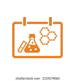 Unterricht, Wissenschaft, Bildungssymbol. Orangefarbenes Farbdesign.