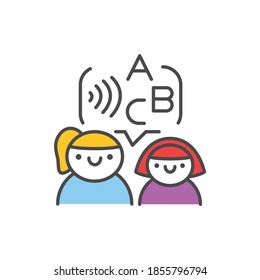 Classes with speech therapist color line icon. Pictogram for web page, mobile app, promo. UI/UX/GUI design element. Editable stroke.