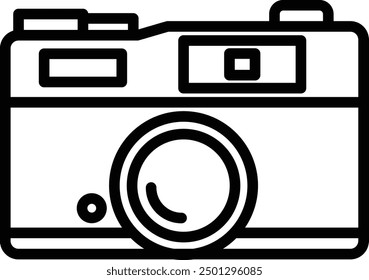 Classic 35mm Rangefinder Camera - Minimal Camera Icon with Editable Stroke