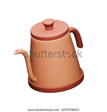Classic 3D coffee kettle teapot icon with elegant design. Perfect for traditional coffee service, café equipment, brewing graphics. Premium vector for hospitality.