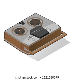 Classic 3d illustration with record player for concept design. Digital technology concept, vector illustration. Graphic isometric design element. Media player sign 3d technology style. Vector vintage.