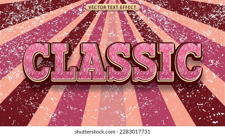 efecto de texto 3D clásico con estilo vintage