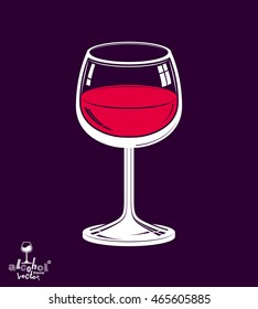 Classic 3d wineglass placed over dark background, beverage theme illustration. Decorative artistic lounge object, leisure and entertainment element Ã¢?? party lifestyle.