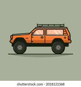 Classic 4WD car off road big wheel vector illustration flat design