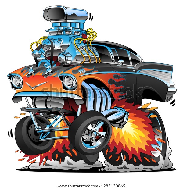 Classic 57 Hot Rod Gasser Dragster Stock Vector (Royalty Free) 1283130865