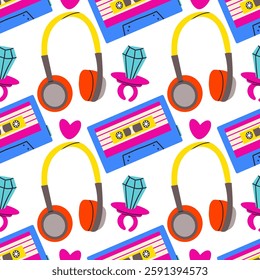 Classic 80s 90s elements pattern in modern flat style. Hand drawn vector illustration. Fashion patch, badge, emblem. Vector illustration