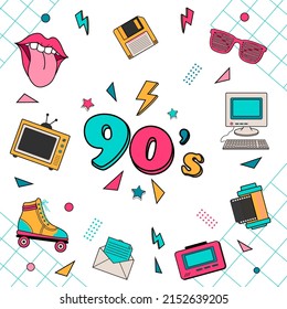 Classic 80s 90s elements Stickers vector illustration.