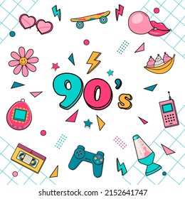 Classic 80s 90s elements Stickers vector illustration.