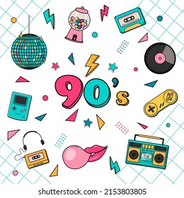 Classic 80s 90s elements vector illustration.