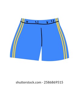 Classic 80s 90s sport shorts in modern style flat, line style. Hand drawn vector. Fashion patch, badge, emblem.