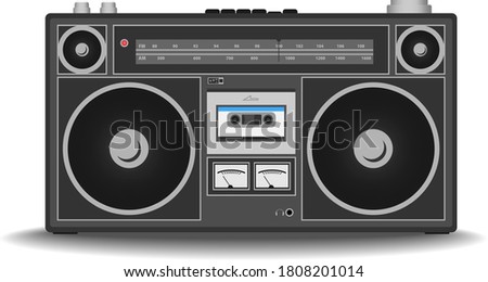 classic 80s boombox cassette tape recorder isolated on white vector illustration