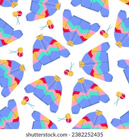Classic 80s-90s elements in modern style flat, line style. Fashion seamless pattern.Hand drawn vector illustration.