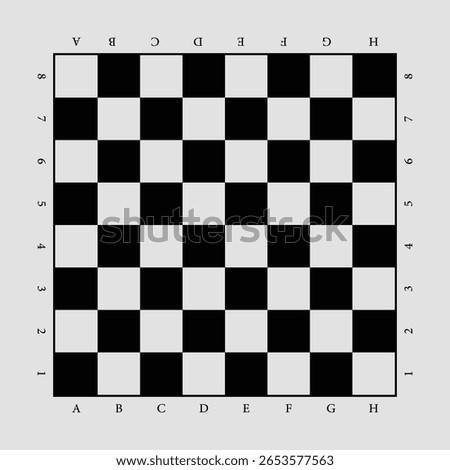 Classic 8x8 chess board with labeled coordinates – flat vector illustration for game strategy, board game design, and educational use
