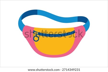 classic 90s belt bag with adjustable strap vector art isolated on white background