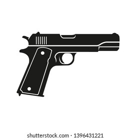 Classic 9mm Pistol Vector Illustration. Legendary Armament.