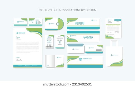 Classic abstract full stationery set design template. 