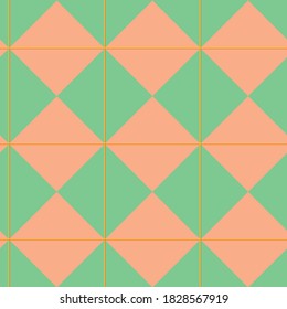 Classic abstract geometric diamond check on peach background.