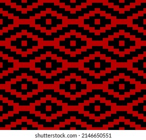 classic abstract geometric ornament. vector seamless pattern. black and red repetitive background. fabric swatch. wrapping paper. continuous print. design element for home decor, apparel, textile