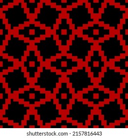 classic abstract geometric ornament. vector seamless pattern. black and red repetitive background. fabric swatch. wrapping paper. continuous print. design element for home decor, apparel, textile