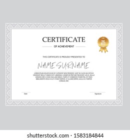 classic achievement certificate vector template