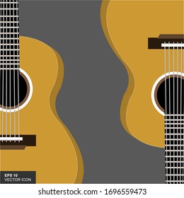 Classic acoustic guitar with a flat style. Vector illustration