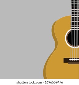 Classic acoustic guitar with a flat style. Vector illustration