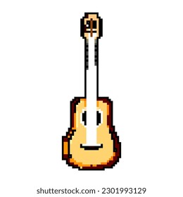 classic acoustic guitar game pixel art retro vector. bit concert jazz, string classic acoustic guitar. old vintage illustration