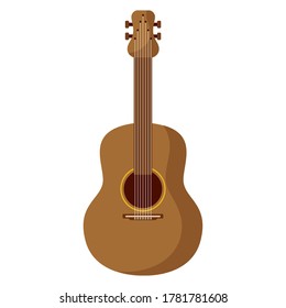 Classic acoustic guitar. String musical instrument - Vector