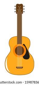 Classic acoustic guitar. Stringed Musical Instrument. Isolated silhouette of classical guitar on a white background. Flat style. For your design and business. Vector illustration