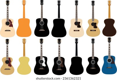 Classic Acoustic Guitars Instruments Vectors
