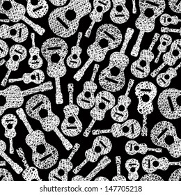 Classic acoustic guitars music theme seamless background, seamless pattern, vector.
