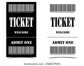 Classic Admit One Ticket with Barcode for Events and Shows