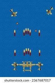 CLASSIC AIRPLANE GAME WITH VECTOR PIXEL SHOOTING