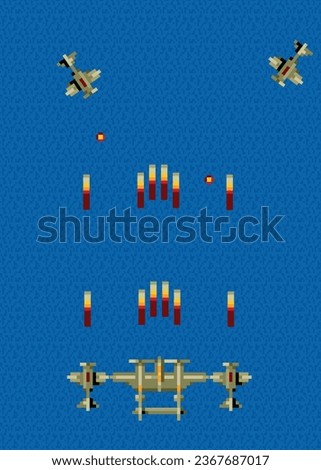CLASSIC AIRPLANE GAME WITH VECTOR PIXEL SHOOTING