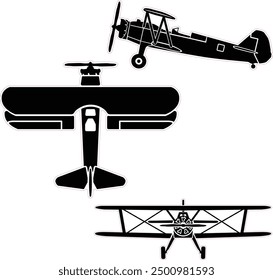 Classic airplane  vector set with outline