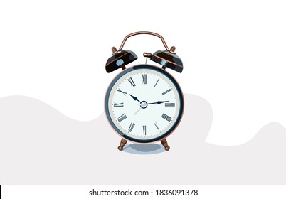 Ein klassischer Wecker mit grauweißem Hintergrund