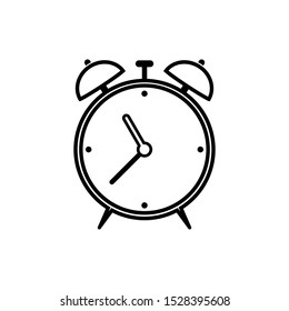 Classic alarm clock icon, black on a white background, isolated vector illustration eps.