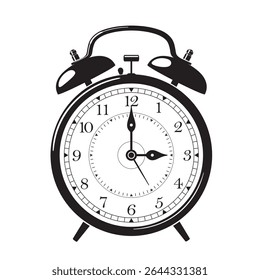 Clássico Alarme Ícone Relógio em Preto Mostrar 3 horas, ilustração vetorial isolado no fundo branco, eps
