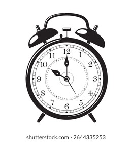 Classic Alarm Clock Icon in Black Show 10 o'clock, vector illustration isolated on white background, eps
