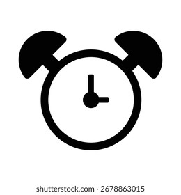 Icono clásico del despertador Ilustración vectorial en blanco y negro